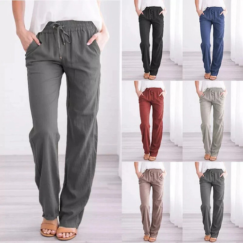 Women cotton linen trousers - women,
