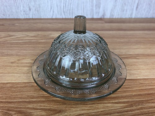 Clear pressed glass round - glass,