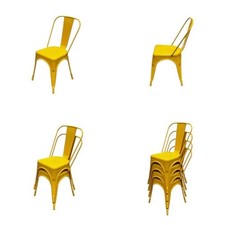 Yellow metal dining chairs - metal,