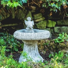 Stone Bird Bath with Poem |