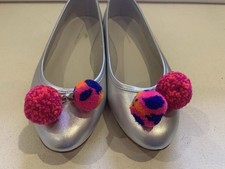 Sophia Webster Silver Pompom Flat Shoes Size 40