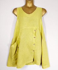 Diverso Yellow Linen Tunic Top