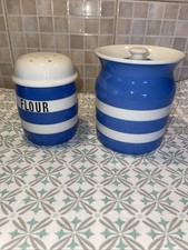 Traditional Cornish Ware Blue White Kitchen Vintage Food Storage Flour Shaker