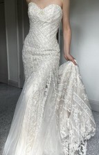 Haute Couture Maggie Sottero Embellished Lace Chiffon Wedding Dress, custom 8UK