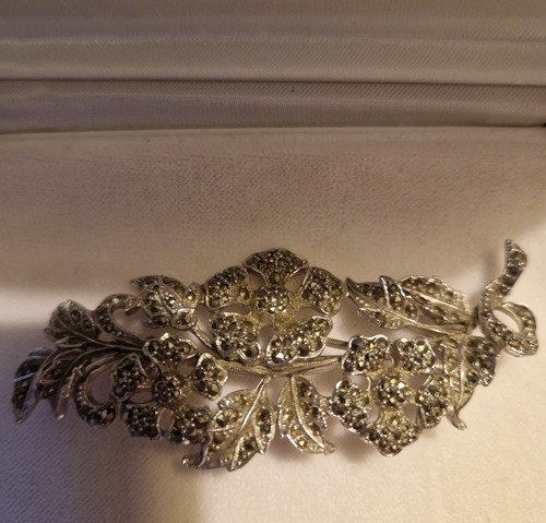 Large vintage marcasite brooch - large,