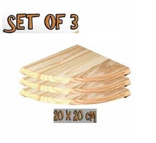 Set Of 3 Natural Wood Corner