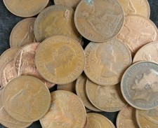 British Old Pennies Job Lot 1 Dozen Old 1d Coins For Penny in The Slot Machines