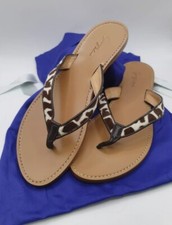 Handmade Italian LEATHER SANDALS 'LACONA' giraffe Print brown & white UK5 EU38