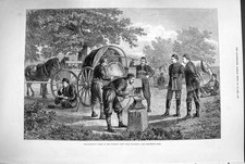 Original Old Antique Print 1880 Blacksmith Forge Turkish Camp Dulcigno Turkey