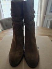 Dune Women's Taupe ROSA Suede Boots. Size 6. Block Heel Never Worn Still In Box