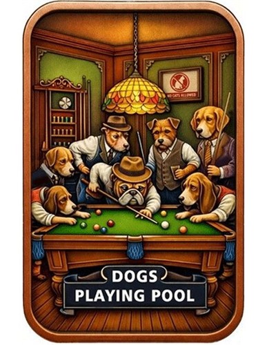 Dogs playing pool colorized - playing, 5