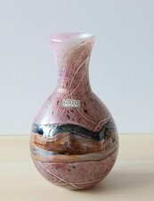 Vintage Gozo Glass Posy Vase, Seashell, Pink, Orange, Brown, 15 cms Tall, Malta