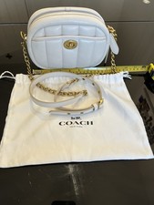 Coach Women's Quilted Camera Crossbody Bag. Chalk white colour