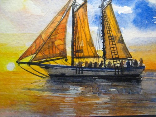 Watercolor painting ocean - watercolor,