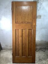 30"X 77 1/2" 1930s Internal Varnished Pitch Pine Four Panel Door 1over3 Old