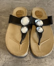 SKECHERS SANDALS UK 6 Tone Ups COMFORT SANDALS Black Embellished