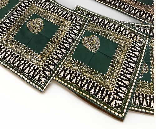 Ikat dark green table - green,