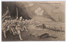 ZEPPELIN *Storm on Antwerp* WW1 PROPAGANDA Postcard AIR RAID 1914 Germany PZ134
