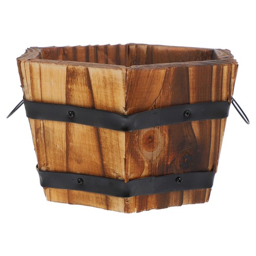 Rustic wooden flower - wooden, pot