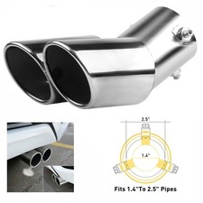 2.5" Universal Sport Dual Twin Exhaust Pipes Chrome Muffler Trim Pipe Tail Tip