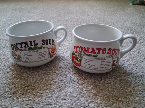 Vintage soup recipe mugs - vintage,
