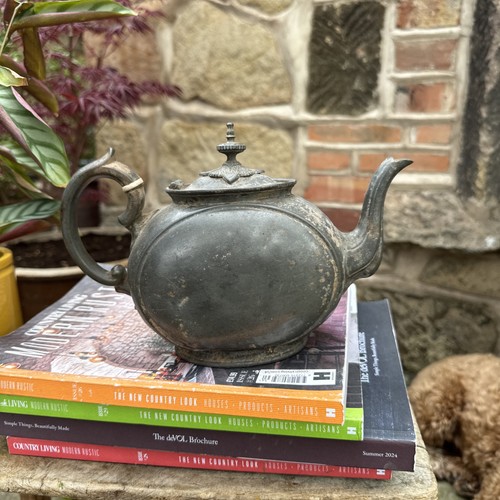 Vintage pewter tea pot - pewter,