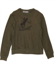 MELTIN' POT Womens Graphic Sweatshirt Jumper UK 14 Medium Green CT02