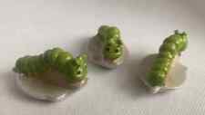 WADE WHIMSIE GREEN CATERPILLAR ON A PEARL LUSTRE LEAF  EXCLUSIVE TO PKWHIMSIES
