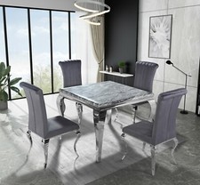 Louis Luxury Italian 100cm White/Grey/Black Marble Dining Table NEW