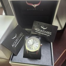 Aquaswiss Classic IV Watch Stainless Steel 45.8mm Genuine Leather Box Papers