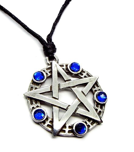 Blue pentagram pendant - pentagram,