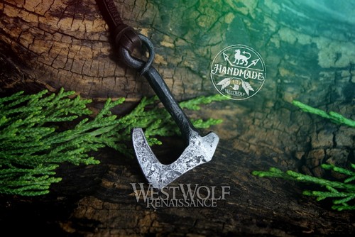 Hand forged viking axe pendant - viking,