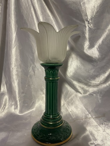 Vintage green ceramic column - ceramic,
