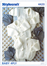 Stylecraft 4420 Baby Cardigan Knitting Pattern – 4Ply Yarn – Premature to 24” 