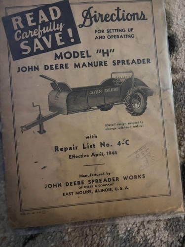John deere model manure - model, h