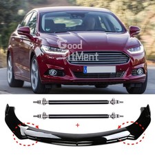 Glossy Black Front Bumper Splitter Spoiler Lip + Stud Rods For Ford Mondeo MK3