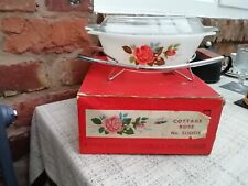 Vintage Boxed Jaj Pyrex Cottage Rose 3 Pint Round Casserole Dish With Stand