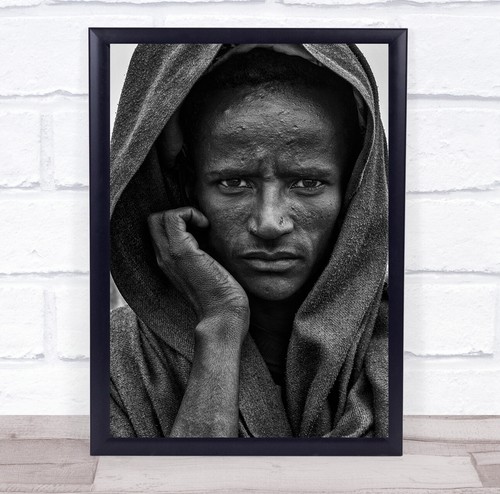 African man head - stare, up