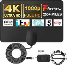 TV Aerial Indoor 250+ Miles Long Range, 4K Digital HD Amplified TV Aerial with