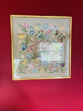 Stuning Vintage Hand Made Floral Mystical Silk Embroidery Picture artwork Framed