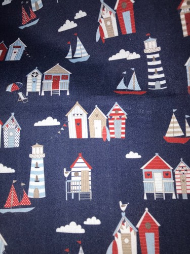 Beach huts polycotton fabric - beach,