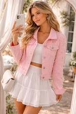 Womens Pink Pearl Studded