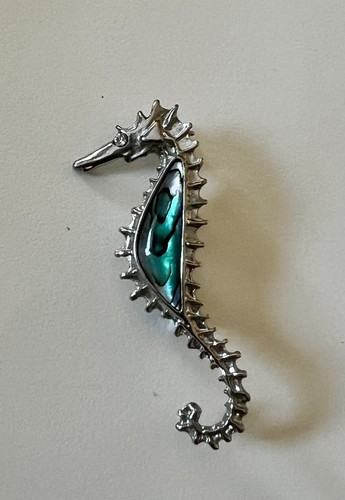 Silver tone seahorse brooch - silver,
