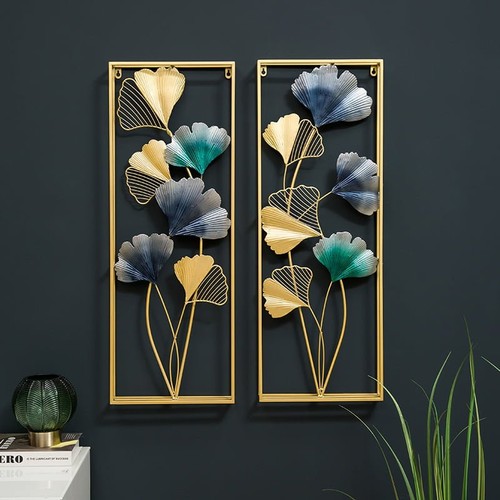 Gold blue ginkgo leaf - 3d,