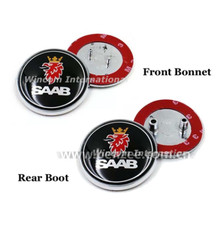 2x Saab Badge 9-3,9-5 Set Boot Back & Bonnet Front Logo Emblem 68mm Black