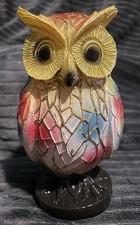 Stained resin owl table lamp