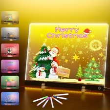 LED Note Board with 7 Coloured Pens Acrylic Dry Erase Illuminated Drawing Board