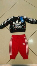 Adidas Crew Sweatshirt/Pants Set Black/red Baby unisex infant 3-6 Months BNWT 