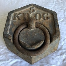 Original OLD FRENCH Cast Iron 5kg Hexagonal Weight Scales. Impressed C&F.
