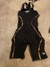 speedo fastskin pure intent women’s racing suit in black and gold size 24 in box